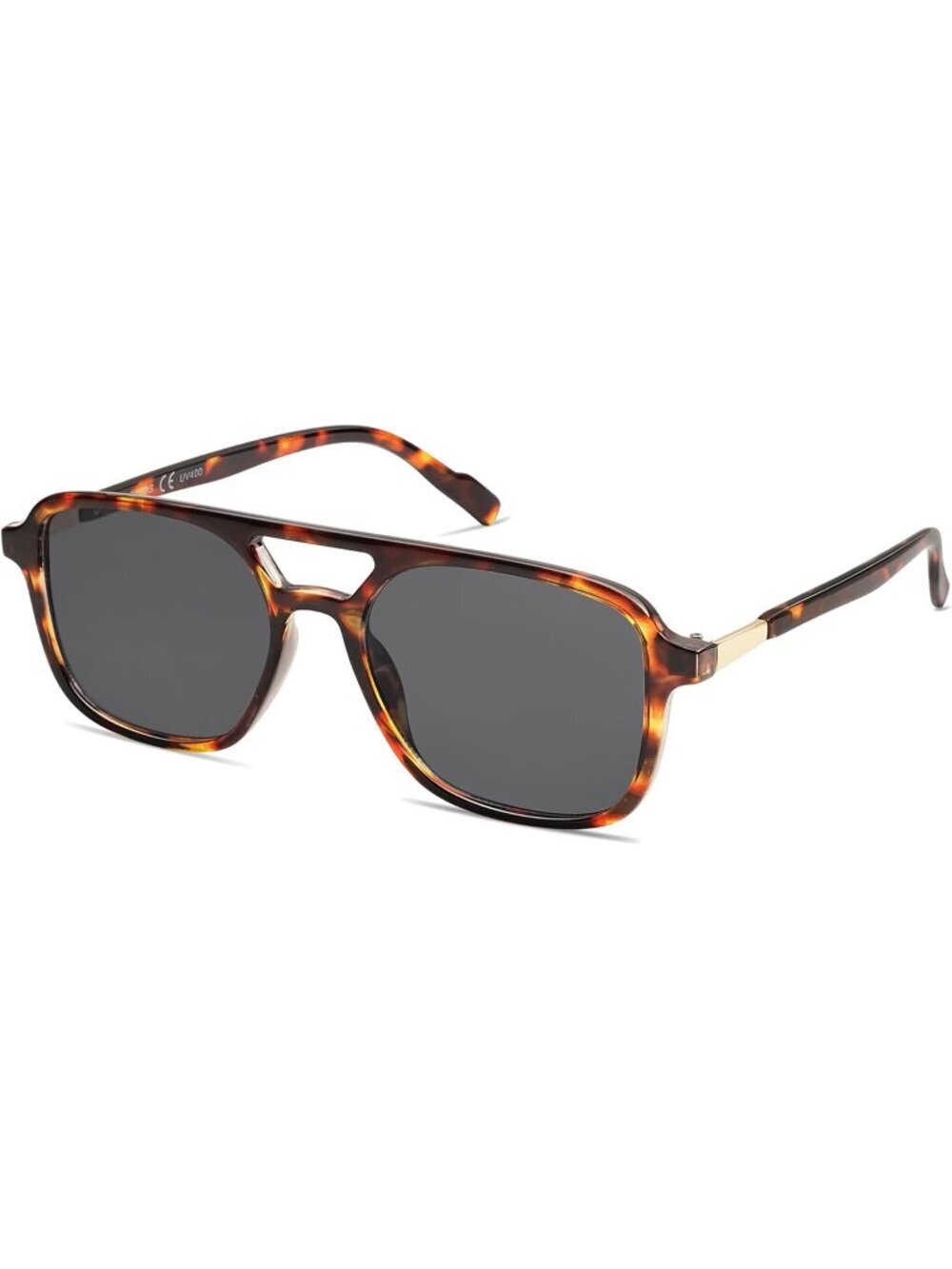 Women's Tortoise Grey Trendy Rectangle Retro Aviator Sunglasses Elegant Design